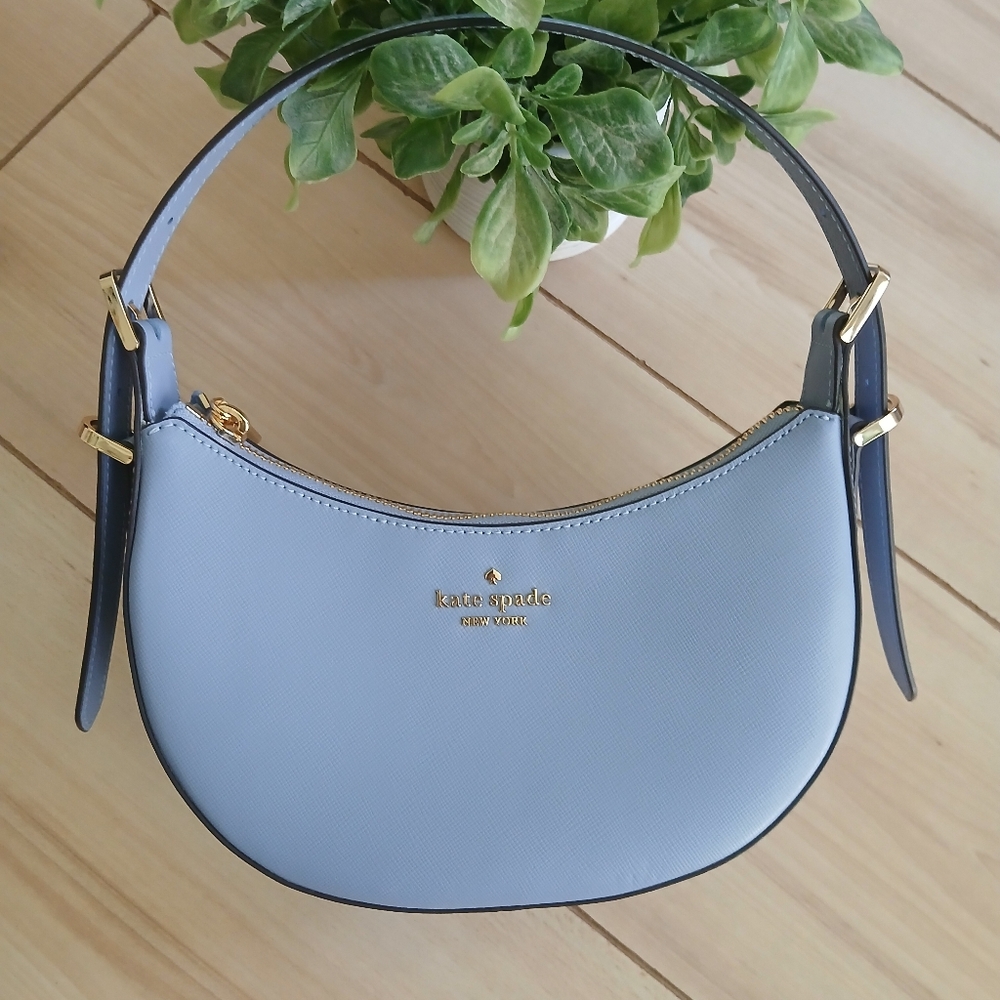 Kate Spade Madison Saffiano Leather Blue Crescent Shoulder/Crossbody Bag NWOT - Picture 11 of 12